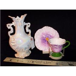 CUP AND SAUCER AND VASE