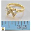 Image 1 : NEW SIZE 6.5 GOLD PLATED BOWTIE RING WITH 2