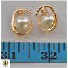 NEW GOLD PLATED PEARL EARRINGS WITH CZ