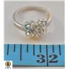 NEW SIZE 6.5 PLATINUM PLATED 4 LEAF CLOVER RING W/