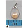 NEW PLATINUM PLATED PINK PEARL PENDANT