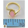 NEW SIZE 7 GOLD PLATED RING WITH PINK OVAL