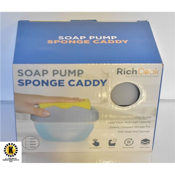 NEW SEALED SOAP PUMP SPONGE CADDY 400ML CAPACITY