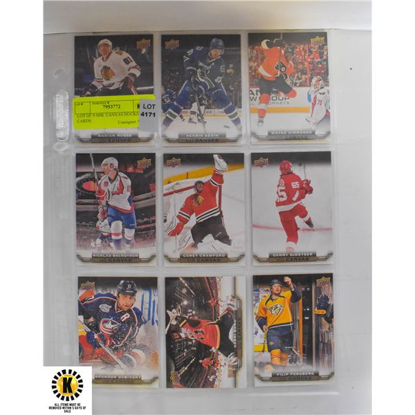 LOT OF 9 NHL CANVAS HOCKEY CARDS