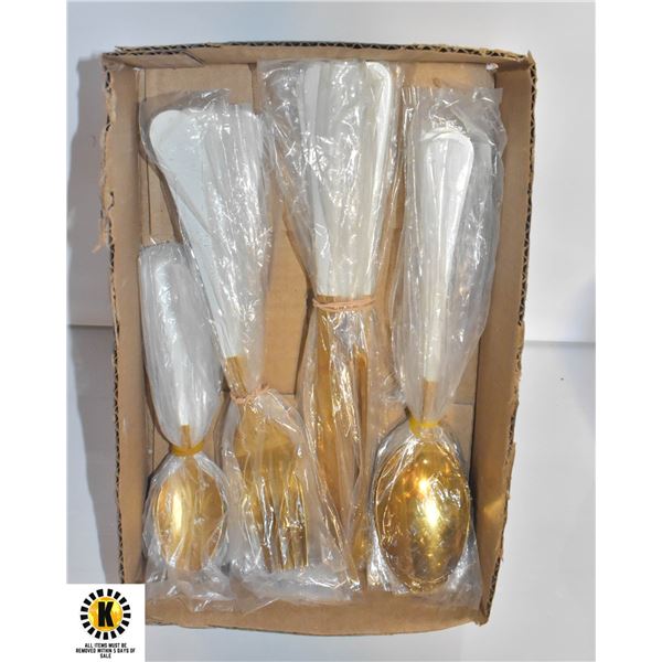 SMARTLIFE FLATWARE 24 PIECE SET WHITE/GOLD