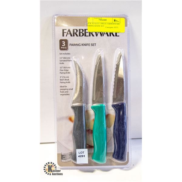 NEW SEALED 3 PIECE FARBERWARE PARING KNIFE SET