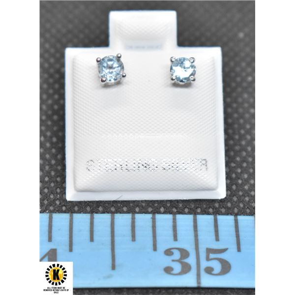 #243-NATURAL BLUE  TOPAZ  STUD EARRINGS