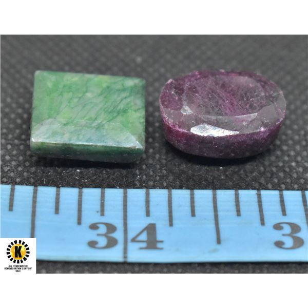 #91-GENUINE RUBY & EMERALD GEMSTONE 48.40 CT