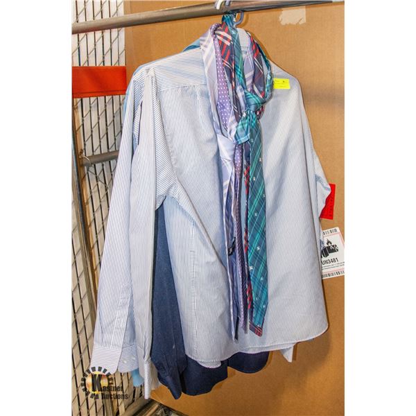 4 DRESS SHIRTS 4 TIES 17.5 NECK SIZE 43