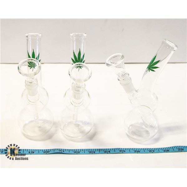 3 CLEAR GLASS BONGS WITH WEED