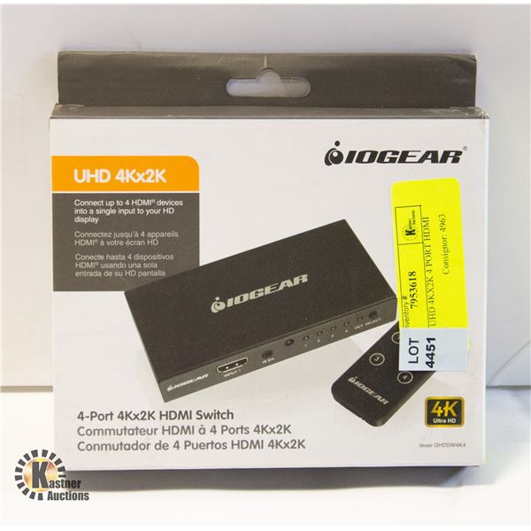 IOGEAR UHD 4KX2K 4 PORT HDMI SWITCH