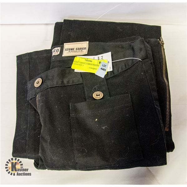 STONE CARGO, CARGO PANTS BLACK SIZE 3