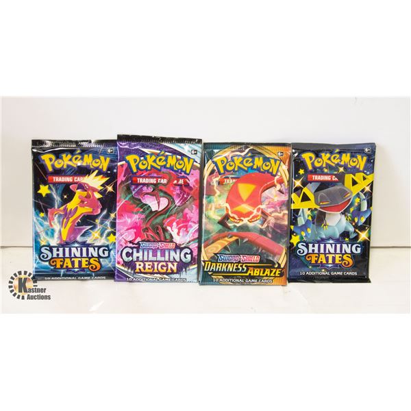 4 GENUINE POKEMON VARIOUS BOOSTER PACKS, SEALED