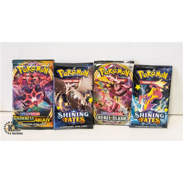 4 GENUINE POKEMON VARIOUS BOOSTER PACKS, SEALED