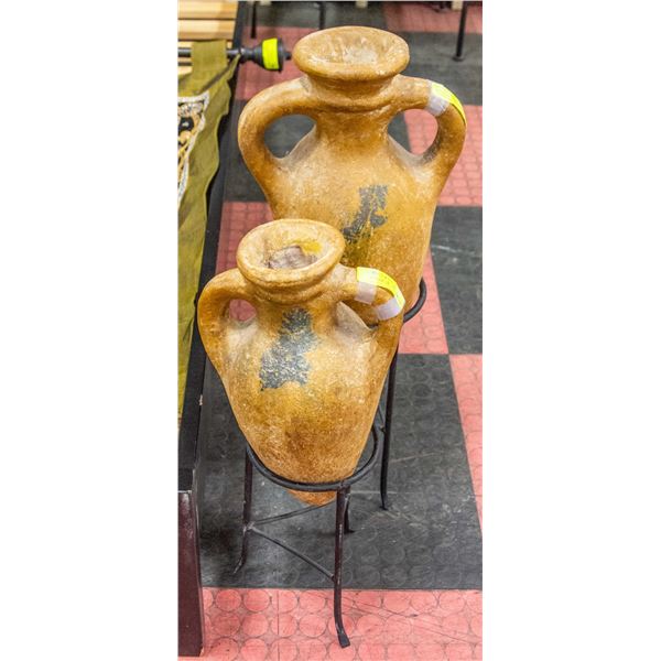 SET OF TWO FLOOR STANDING POTTERY DECOR ON