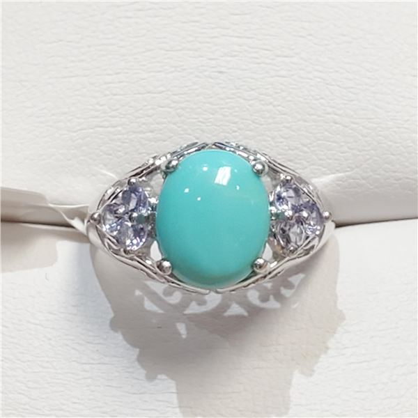 S241-214 SILVER TURQUOISE/TANZANITE RING