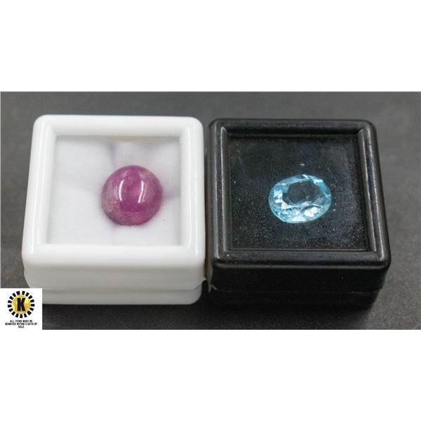 NATURAL RUBY 8.10CT & BLUE TOPAZ 4.11CT