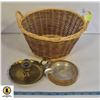 Image 1 : VINTAGE CANDLESTICK HOLDER AND ASHTRAY IN BASKET