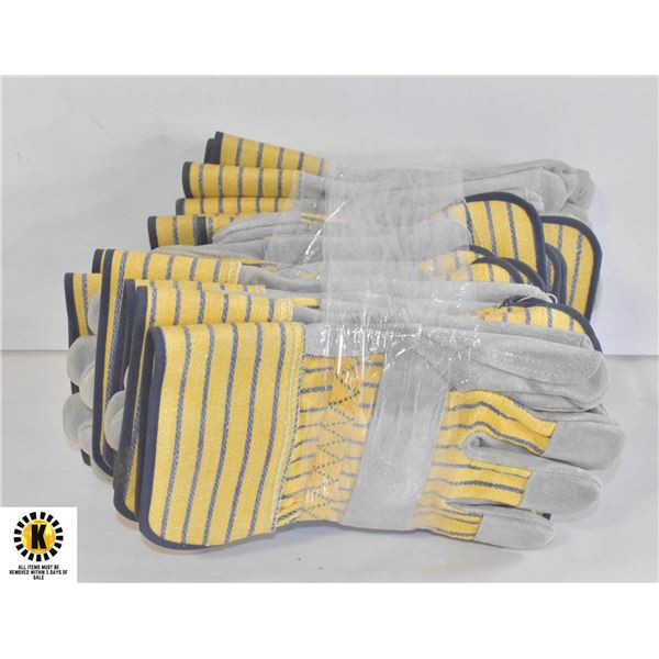 NEW 12 PACK OF CANVAS/LEATHER GENERIC WORK GLOVES