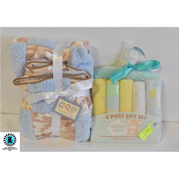 NEW 2 PCS CO CA LO BABY LUXURY BLANKET &