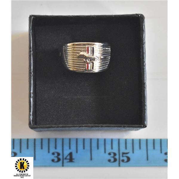 NEW .925 STERLING SILVER FORD MUSTANG RING SIZE