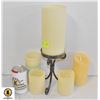 Image 1 : FLAT W/5 FLAMELESS CANDLES & METAL STAND