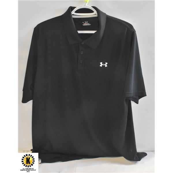 MENS UNDER ARMOUR BLACK GOLF SHIRT LARGE