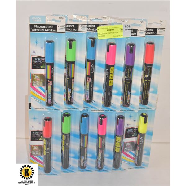 12 FLUORESCENT WINDOW MARKERS