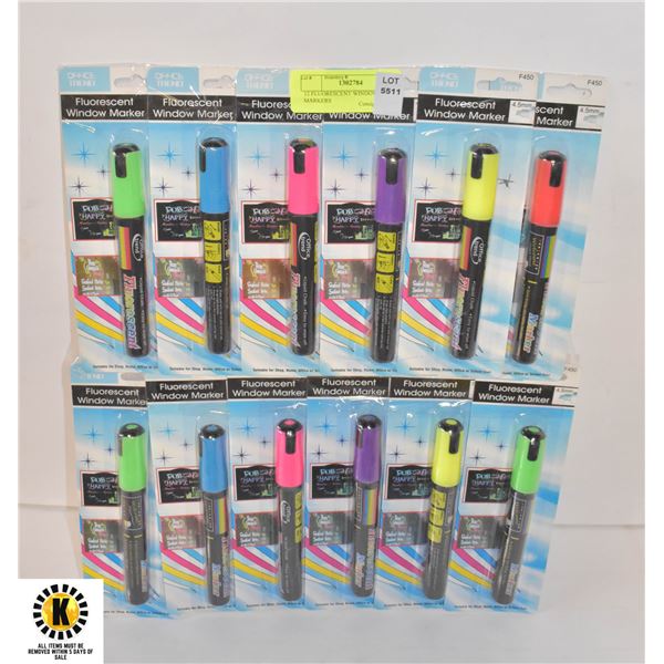 12 FLUORESCENT WINDOW MARKERS