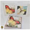 Image 1 : 3 SQUARE CERAMIC TRIVETS,BUTTERFLY