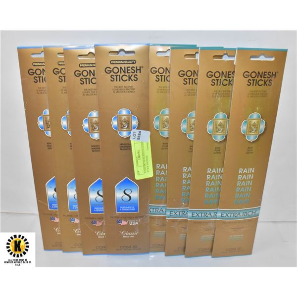 8 ASSORTED SCENTED GONESH STICK INCENSE