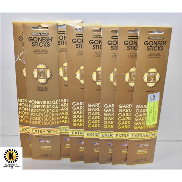 8 ASSORTED SCENTED GONESH STICK INCENSE