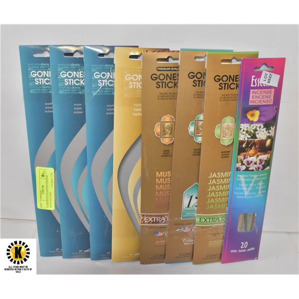 8 ASSORTED SCENTED GONESH STICK INCENSE