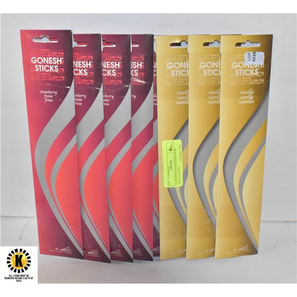 8 ASSORTED SCENTED GONESH STICK INCENSE