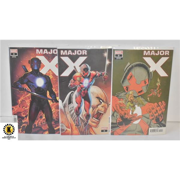 MARVEL MAJOR X #0 COMIC LOT, 3 COVERS