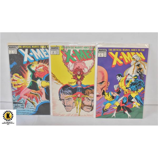 MARVEL INDEX TO THE X-MEN #5, 6, 7 COMIC LOT, 1988