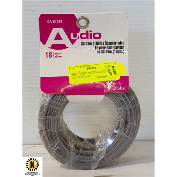 BRAND NEW 100 FT ROLL OF 18 GAUGE AUDIO