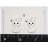 Image 1 : NEW WHITE BUNNY STUD EARRING RHINESTONE ACCENT