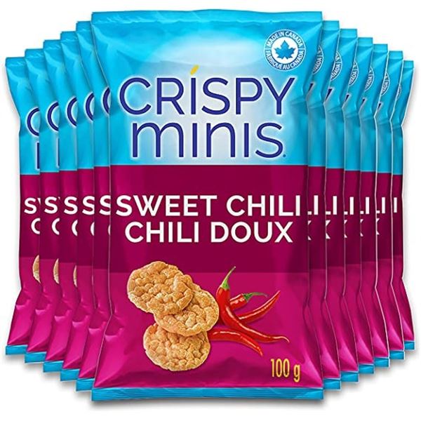 NEW CASE OF 12 BAGS CRISPY MINIS BROWN RICE CHIPS