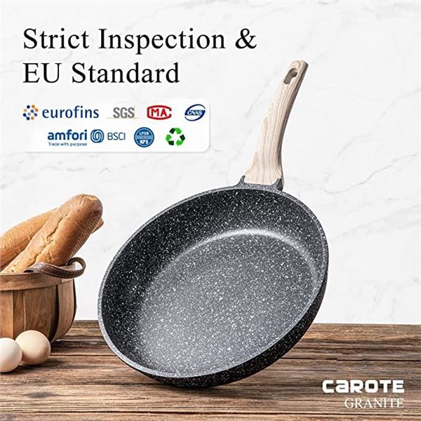 NEW 9.5" CAROTE GRANITE FRYING PAN INDUCTION READY