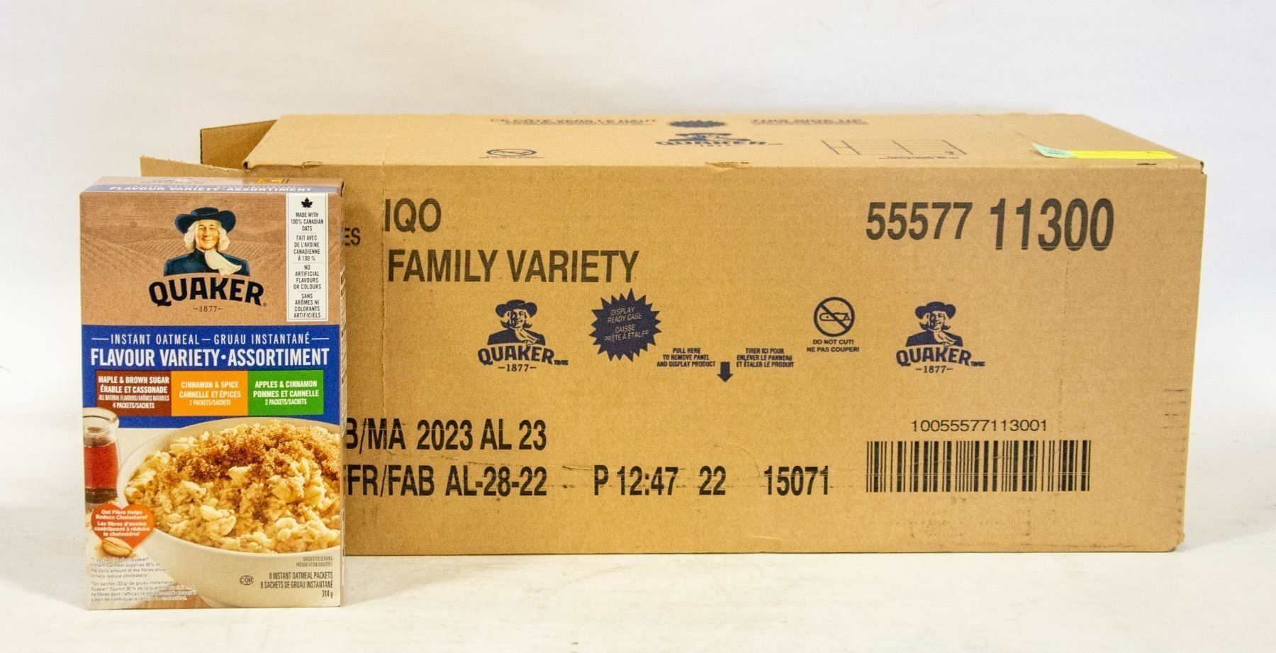 Quaker Container Box NEW CASE OF 12 BOXES OF QUAKER FAMILY VARIETY
