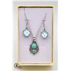 NEW STAINLESS STEEL BLUE STONE NECKLACE EARRING