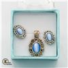 POLISHED BLUE QUARTZ EARRING PENDANT SET IN GIFT