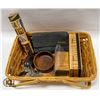 Image 1 : BASKET WITH ORNATE WOODEN KEEPSAKE BOXES