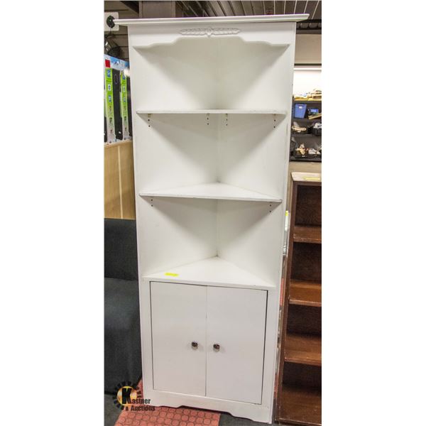 SOLID WOOD - WHITE CORNER CABINET WITH 3