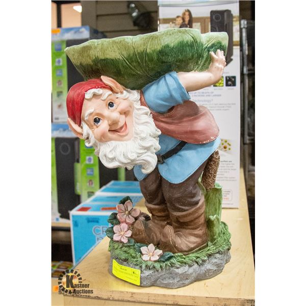 CERAMIC GNOME BIRD BATH - 16"H X 10"W