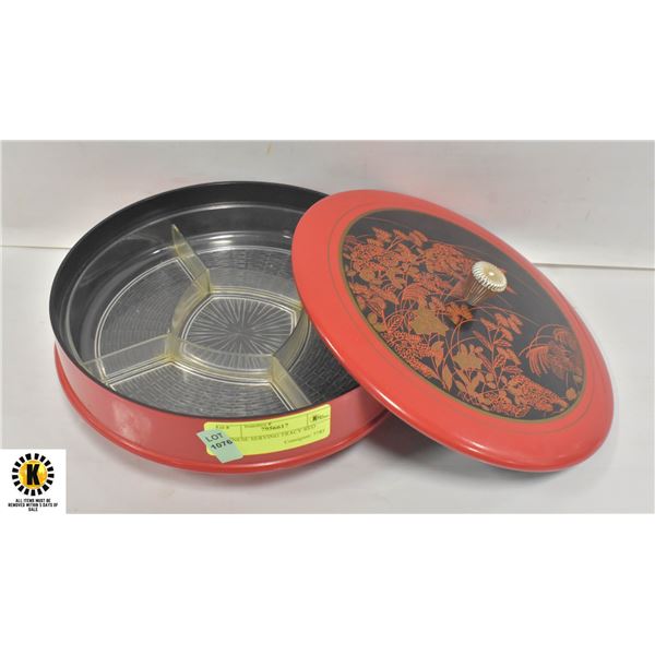 ORIENTAL SERVING TRAY RED