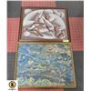 Image 1 : TWO FRAMED ART WALL HANGINGS