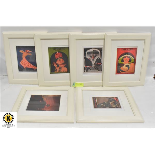 LOT OF 6 FRAMED PRINTED IMAGES