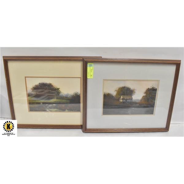 TWO FRAMED ART WALL HANGINGS